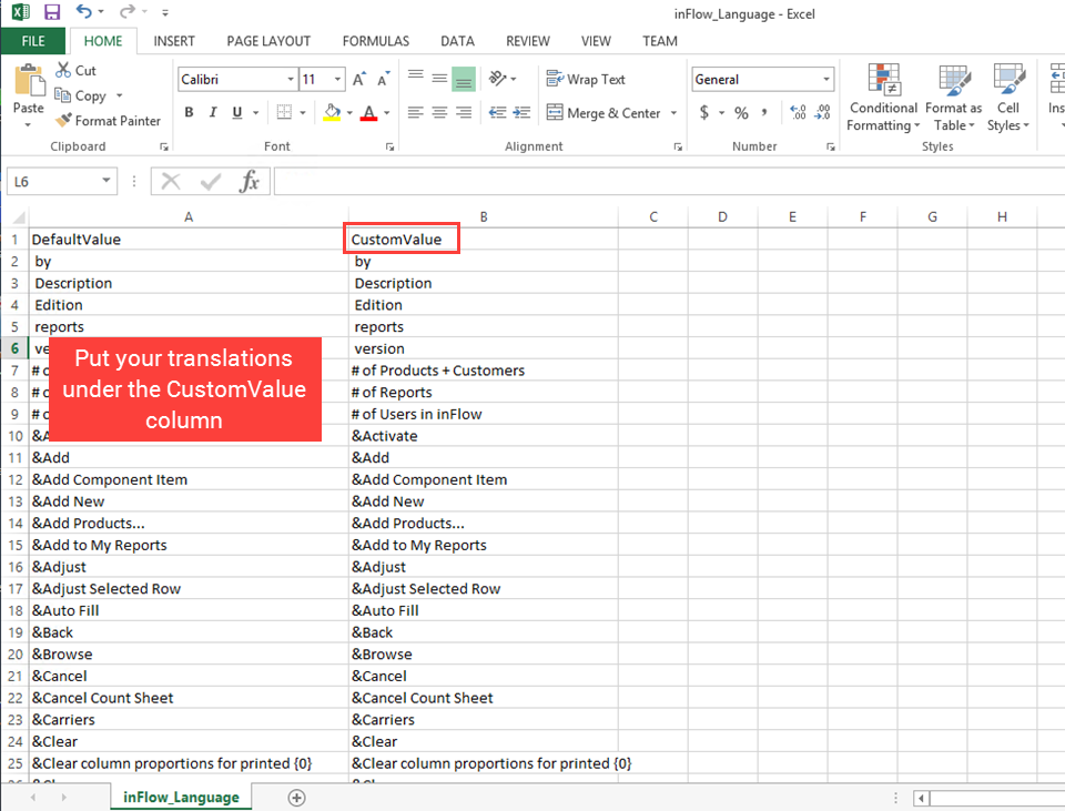 Translations in Excel